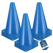 ZKNDRHJO 12pcs Cones 9 Inch Soccer and Plastic Traffic Medium, blue