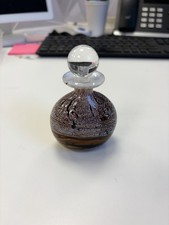 Gozo Glass Malta 10cm / 4” Art Glass Brown/Gold Perfume Bottle SIGNED