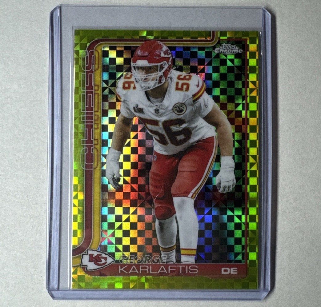 2025 Topps George Karlaftis #152 Lime Green X-Fractor Kansas City Chiefs