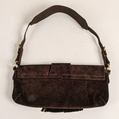Burberry London Brown Suede Shoulder Bag Snap Clasp - Fringe