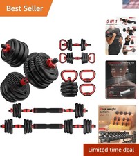 Adjustable Dumbbells Set, Safely Transforms into Barbell & Kettlebell