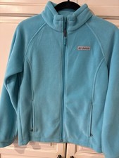 Columbia Jacket Youth Large Full Zip Fleece Girls Mock Neck Turquoise Logo