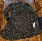 Maia Black Gold Metallic Long Sleeve Dress Style #JJ38630JP Size 18 NWT MSRP $74