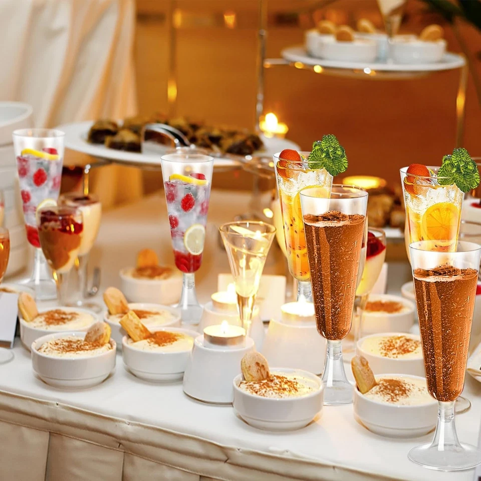 Plastic Champagne Flutes Plastic Champagne Glasses Disposable Glasses 100 Pack - Image 4 of 4