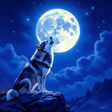 Photo Digital Product  - Ai Wallpaper Image Picture Wolf Full Moon Sample Art