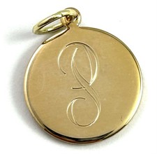 Vintage Initial P Charm Dainty Pendant Etched Gold Plated Metal Vintage Jewelry