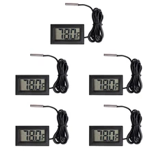 Hiletgo 5Pcs Digital LCD Thermometer Temperature Digital LCD Fridge Thermometer
