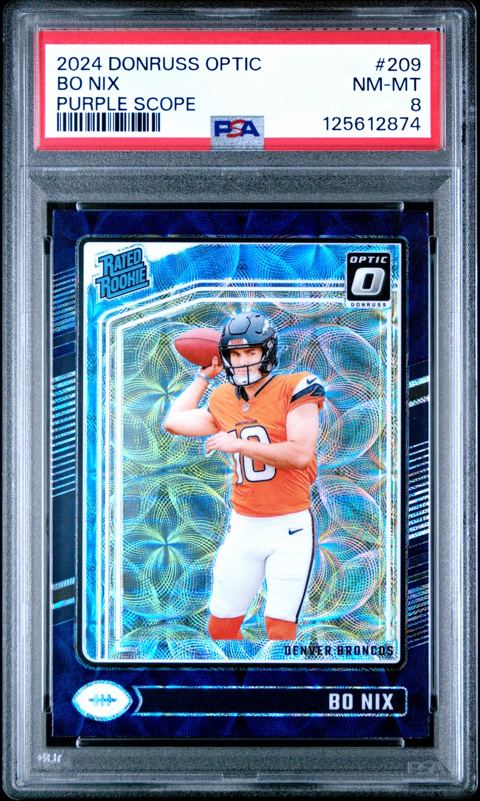 2024 PANINI DONRUSS OPTIC PURPLE SCOPE #209 BO NIX PSA 8