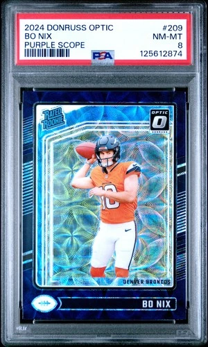 2024 PANINI DONRUSS OPTIC PURPLE SCOPE #209 BO NIX PSA 8