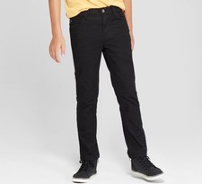 Boys' Stretch Skinny Fit Jeans - Cat Jack Black Wash Adjustable Waist Size 12