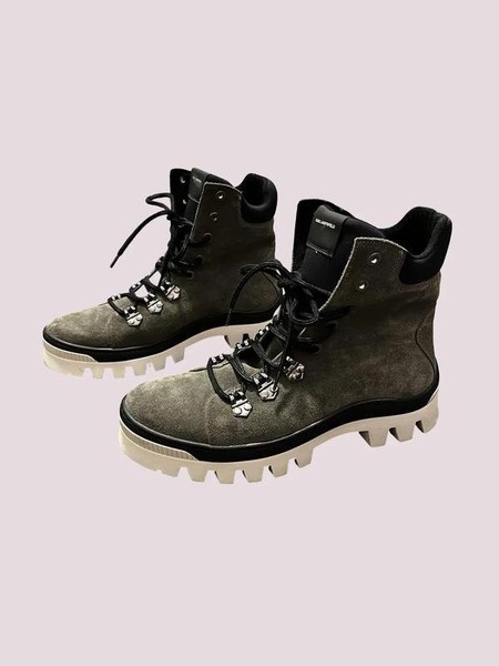 Men Karl Lagerfeld Boots Olive Suede 40.5