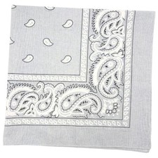 Extra Large Bandana 27 x 27 100 Cotton for Men Women Paisley Grey