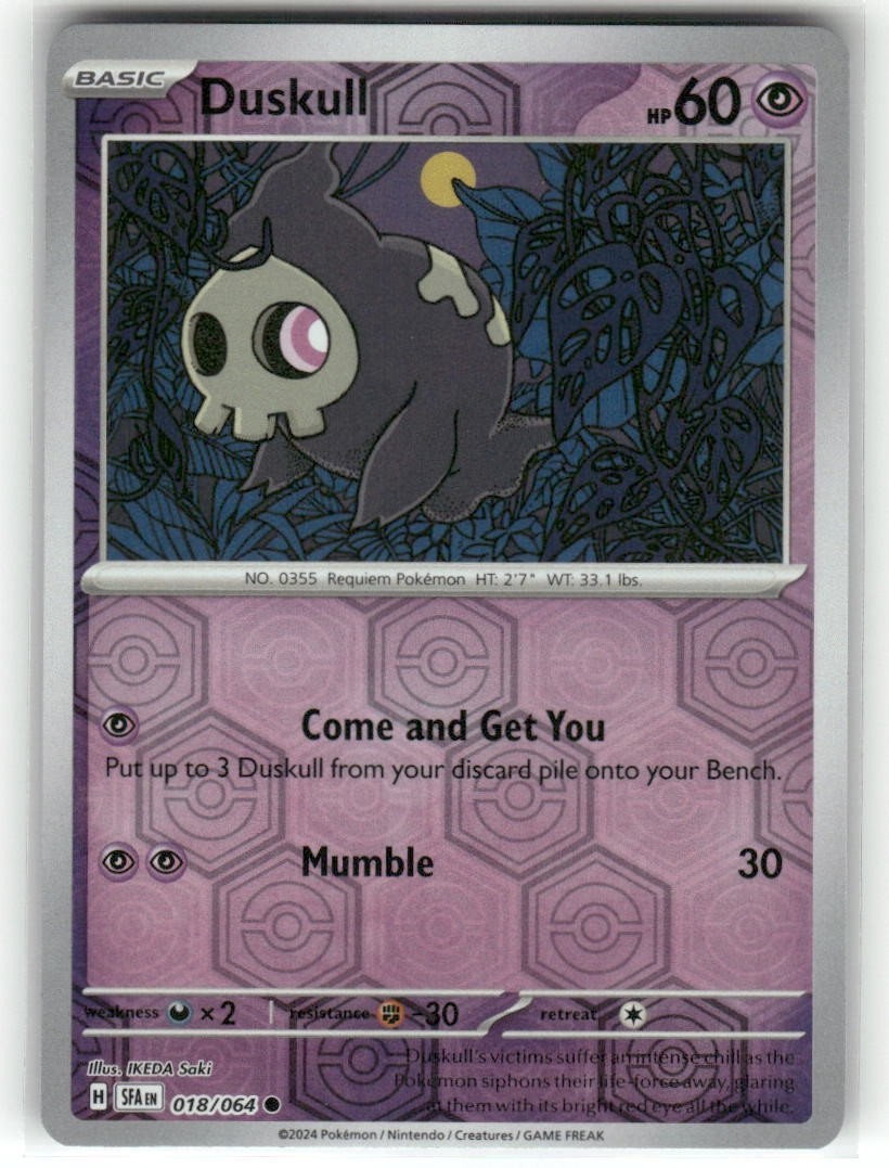 Duskull 018/064 Shrouded Fable Reverse Holo Pokemon TCG