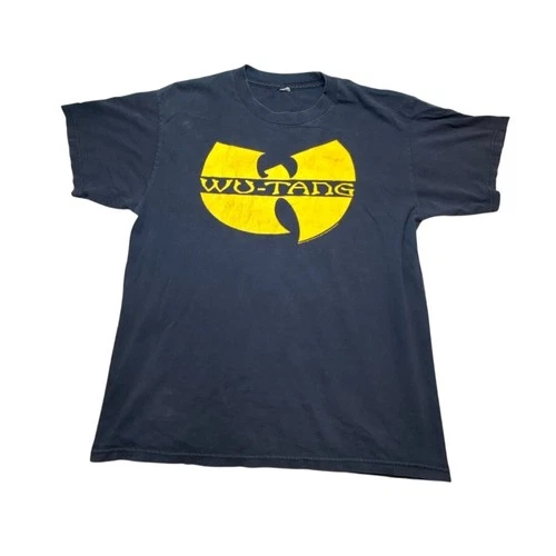 Wu-Tang Clan Logo T-Shirt L Faded Black Hip Hop 2000s vintage concert t-shirt, vintage, single stitch, B+ condition