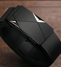 Genuine Leather Mens Ratchet Belt Belts For Men Adjustable Automatic Buckle