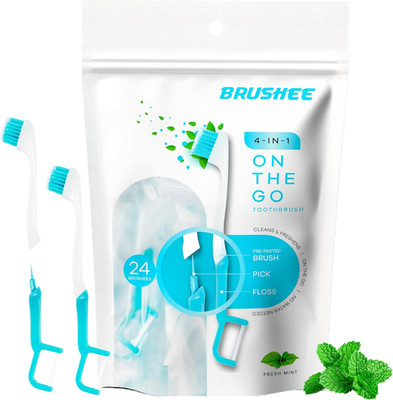 Brushee - The Evolution of Oral Care | 4-in-1 Tool (Paste + Brush + Floss + Pick