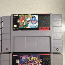 4 SNES Super Mario Bundle - World + Yoshis Island + Mario Kart + Dr Mario Tested