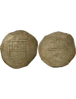Espagne Philippe II - 8 Reales Argent - 1566 / 1589 S Séville - Photo 1/3