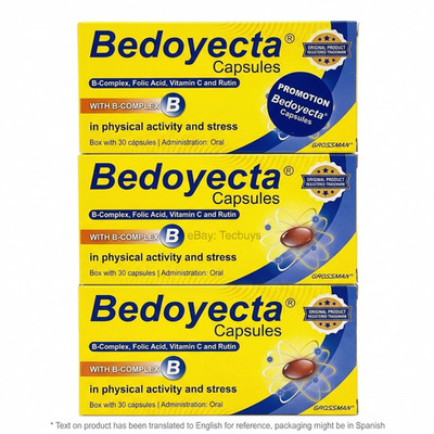 Bedoyecta Multivitamin B Complex Folic Acid Vitamin C 90 Capsules 3 Pack New USA