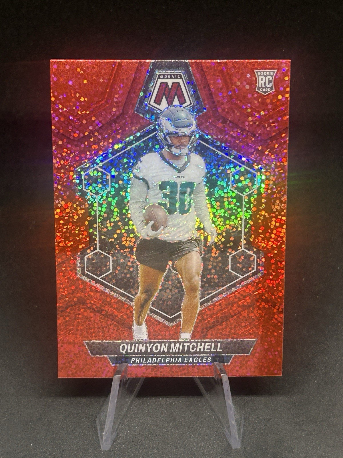 2024 Panini Mosaic Quinyon Mitchell Red Sparkle Prizm SP RC Rookie #322 Eagles