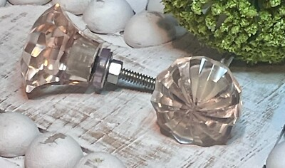 #ad Anthropologie Pink Glass Octagon Cabinet Knob Pull door drawer cupboard hardware $15.99