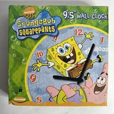 SpongeBob SquarePants & Patrick Star Wall Clock 2003 Viacom International 9” NEW