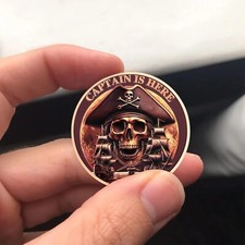 Pirate Skull Challenge Coin Skull Captain And Octopus Themed Funny Collectible