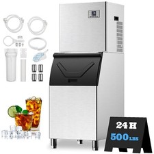 Commercial Ice Maker Machine 500lbs/24H Production, 360lbs Storage,210 Ice Cubes