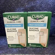 2X Curad Truly Ouchless Extra Large Silicone Bandages, Flexible Fabric, 8 Count