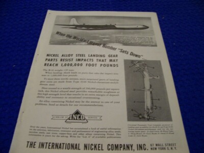 1947 CONVAIR B-36 PEACEMAKER ''WORLD'S LARGEST BOMBER''..1-PAGE SALES AD (390NN)