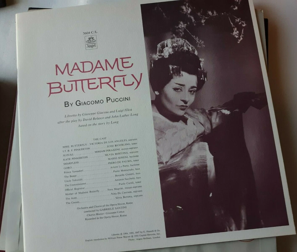 Puccini Madame Butterfly (de los Angeles, Bjoerling) EMI Angel Stereo 3604 C/L  - Image 4 of 4