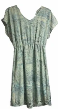 Collective Concepts V-Neck Floral Pattern Blue-Green  Sundress Size XS