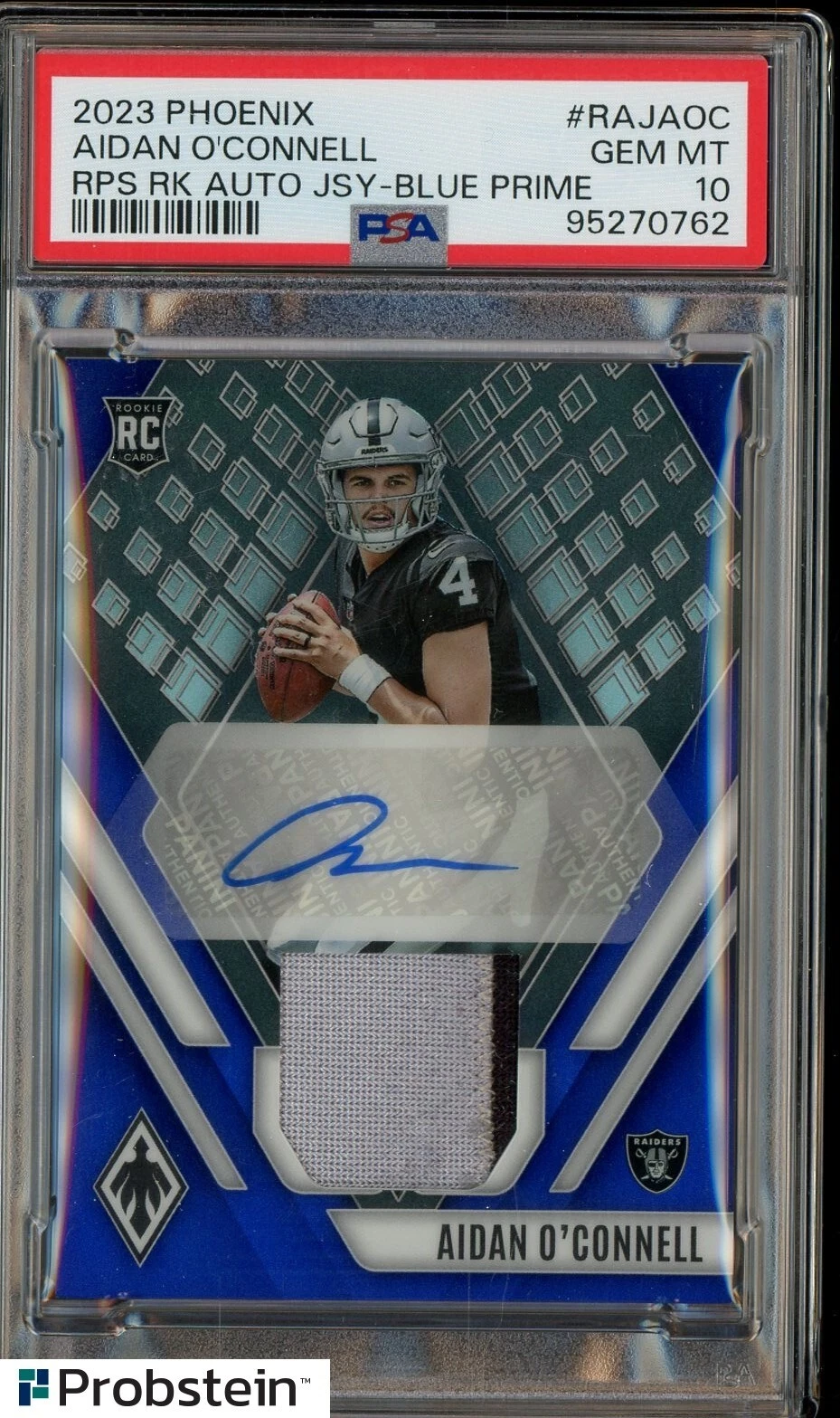 Aidan O'Connell Panini Phoenix Rps Rookie Auto Jersey #RAJAOC Blue Prime