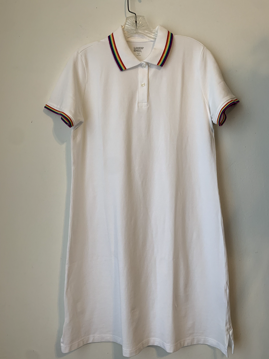 lands end polo shirt dress lands'End Womens M/P- 10-12 white Pollo Shirt Dress