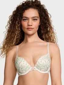 Victoria's Secret Dream Angels Push Up bra set embroidery daisy white floral
