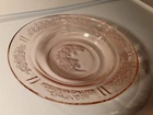 Pink Depression Glass Dish /bowl with asymmetrical rose design- 7.75"
