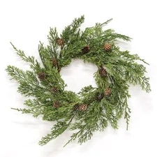 NEW PRIMITIVE WESTERN CEDAR Candle Ring Pine Cones Christmas 6.5" Open x 12" W