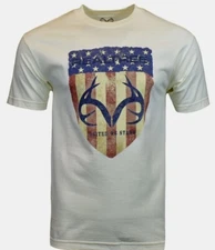 Men's T Shirt -American Flag -United we stand- Hunting-"Real Tree"-100% Cotton