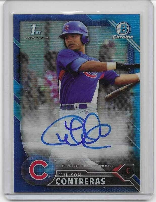 Willson Contreras 2016 Bowman Chrome BLUE REFRACTOR RC Card Auto Autograph /150