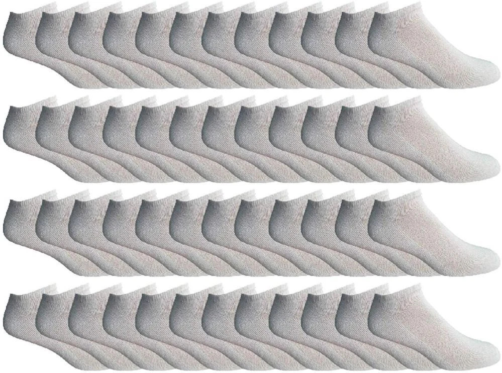 48 PK Yacht & Smith Men's Wholesale Bulk No Show Ankle Socks, Size 10-13 (White)