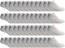 48 PK Yacht  Smith Men's Wholesale Bulk No Show Ankle Socks, Size 10-13 White 