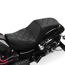 PSLER Rider Backrest Seat For Harley Dyna Models (2006-up) - Adjustable Lumbar Support, Black Steel & PU Leather