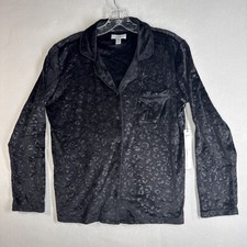 Nicole Miller Pajama Top S Black Velour Animal Print Long Sleeve NWT Lounge