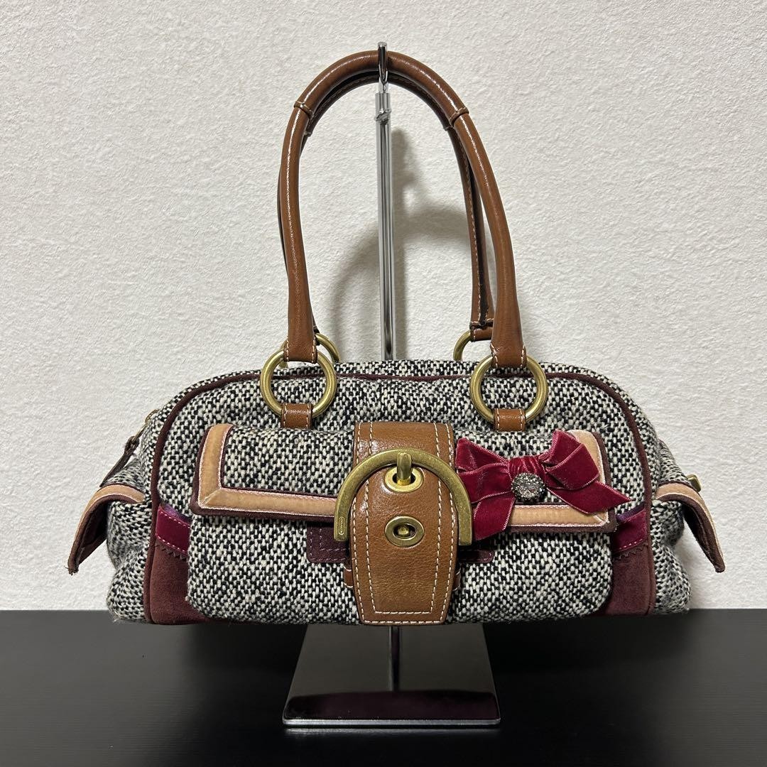 バッグ COACH soho Leather Turn Lock Boston Bag Coach Soho Turn lock Leather mini Boston