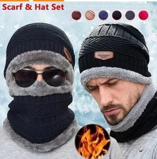 Winter Beanie Hat Scarf Set Warm Knit Hat Thick Fleece Lined Winter Hat Neck War