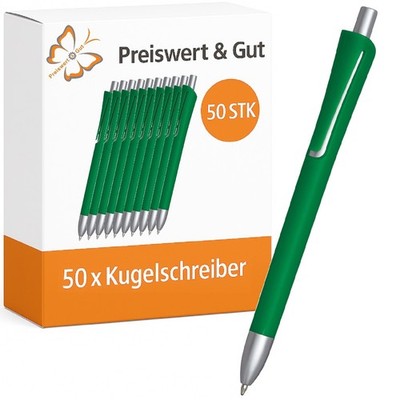 Kugelschreiber Set 50x schwarzschreibend Druckmechanismus Kuli Schreibset grün