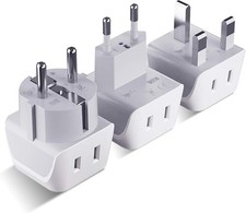 Ceptics Complete European Travel Adapter Set - 2 In 1 Usa to 3 Pack, White