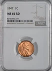 1947-P  1C  LINCOLN WHEAT CENT  "PHILADELPHIA"  NGC MS66 RD (RED)  #8340750-334