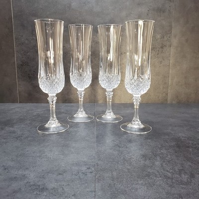 Cristal D Arques Longchamp Gold Rimmed Champagne flutes Set Of 4