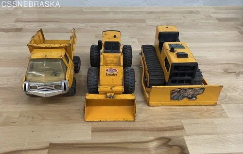 Tonka Vintage Set of 3 pressed steel construction toy vehicles
